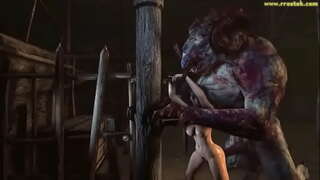 3D مونسٹر کرتا ہے لڑکیوں کے پیٹ bulge